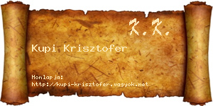 Kupi Krisztofer névjegykártya